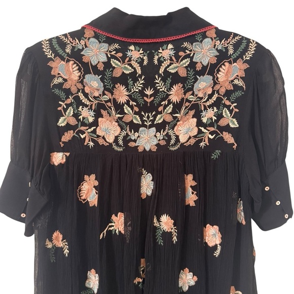 Anthropologie Let Me Be Vivian Floral Dress Boho Embroidered Floral Size Small - Picture 13 of 16